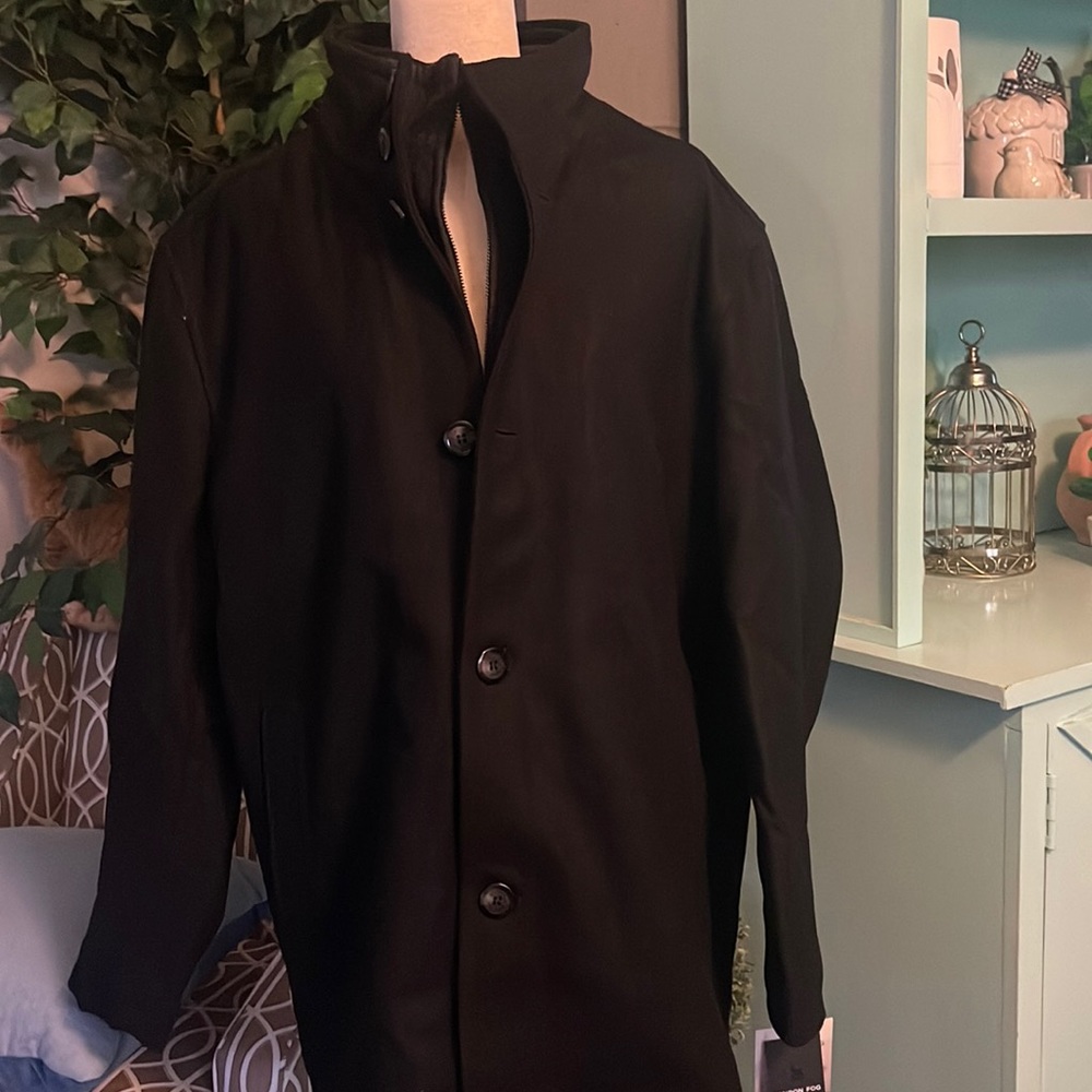 Brand New Men’s Wool Blend Layered London Fog Car Coat, Size XL